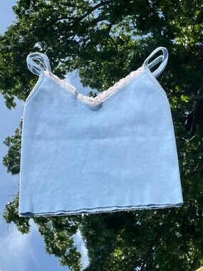 Brandy Melville Light Blue Lace-Trim Camisole Tank